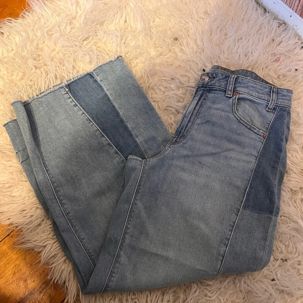 American Eagle low rise baggy stretch wide leg patchwork jeans size 8 short. - Picture 12 of 12